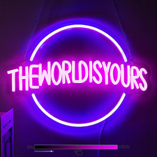 The World Is Yours Neon Sign, Neon Signs for Wall Decor, Neon Dimmable Blue LED  picture