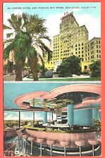 EL CORTEZ HOTEL & SKY ROOM, SAN DIEGO, CALIF. – now Condos –1940s Linen Postcard picture