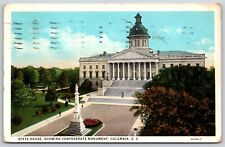 Postcard State House, Showing Confederate Monument, Columbia, SC Posted 1931 picture