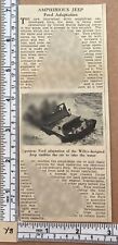 Amphibious Jeep Ford Adaptation Willys designed vintage press cutting 1943 picture