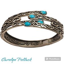 Carolyn Pollack sterling Silver 925 Turquoise southwestern Ornate Hinge bracelet picture