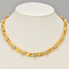 TRIFARI Original Vintage Signed Designer MCM Modern Brush Gold Gemstone Necklace picture