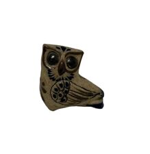 Vintage Tonala Owl Figurine Netzi Mexican Folk Art Pottery Handpainted Signed  picture