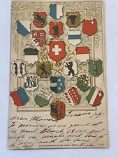 1902 Swiss and Cantonal Coat of Arms Patriotic Switzerland Posted Postcard picture