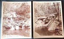 2 Antique J.H.Edson Cleveland Brook Bethel VT Waterfall Photograph Cabinet Card  picture