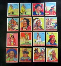 Group of 16 1947 Goudey Indian Gum Cards Excellent No Creasing on 15 Set 2 picture