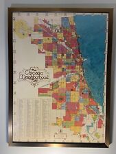 Vintage Second edition Chicago neighborhoods large framed map, Excellent Print picture