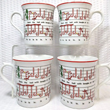 Vintage Deck The Hall Ron Gordon Designs Christmas Coffee Cup Mug Set Of 4 picture