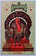 Thanksgiving Greetings Proud USA Patriotic Turkey Divided Back Postcard 3644 picture