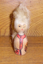 Vintage Svenskt Handarbete Wood Doll - Temple University Owls Cheerleader -3.5
