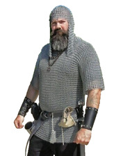 AN ALUMINIUM BUTTED CHAIN MAIL SHIRT WITH HAUBERGEON VIKING MEDIEVAL ARMOR LARP picture