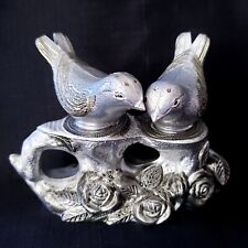 Vintage 1973 Salt & Pepper Shakers Silver-Tone Plastic Birds on Tree Victorian picture