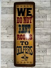 Vintage 70s Wood Bar Sign Wall Art No Rooms to Golfers Funny Man Cave picture