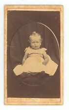 Antique ID'd CDV c1870s Dishrow Adorable Baby White Dress Sitting Albion, NY picture