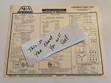 AEA Tune-Up Chart System 1972 Chevrolet Camaro Monte Carlo Chevelle 400 402 454 picture