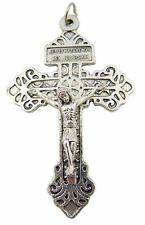 Silver Tone Jesus Christ Sacred Heart Pardon Cross Crucifix, 2 1/4 Inch picture