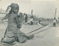 Nigeria child weaving  cloth vintage photo Africa picture