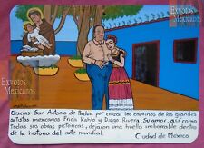 Exvoto dedicated to Frida Kahlo and Diego Rivera in their Casa Azul hand painted picture
