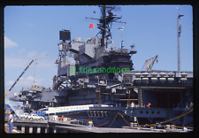 1987 Original Slide, Navy USS MIDWAY Aircraft Carrier (CV-41) at Philippines?  A picture