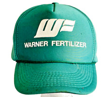 Vintage Trucker Hat WARNER FERTILIZER 1980's Green Farm Work Snapback Mesh Cap picture