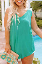 Plus Size Mint Green V Neck Tank Top picture