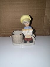 Vintage Jasco Little Luvkins Boy With Basket Of Puppies Votive Toothpick Holder picture