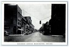 c1940 Business Center Exterior Building Washington Indiana IN Vintage Postcard picture