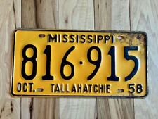 1958 Tallahatchie County Mississippi License Plate picture