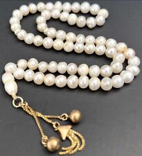 Bahrain Natural Antique Pearl Prayer Beads, 22K Gold Tassel, Masbaha picture