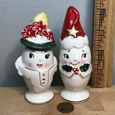 Holiday Vintage ANTHROPOMORPHIC CHRISTMAS EGGS Salt & Pepper SHAKERS Japan S&P picture