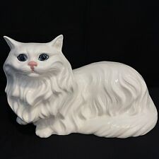 Vintage Off-White Ceramic Laying Cat Persian 17