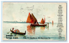 1902 Canoe Boat Scene Souvenirs of Foreign Travel Boston MA Advertising Postcard picture