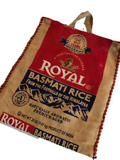 Basmati Rice Burlap Bag Tote Zippered Rustic Primative Shopping Recycled EMPTY picture