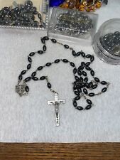 Genuine Hematite Oval Bead Rosary -  picture