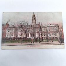 1895 -New York City Hall- Street View Red Letter Copyright Postcard Post 1910 picture