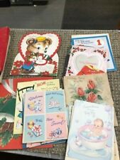 VINTAGE LOT 1940's-50's lot 26 - asst. Christmas-Valentine  GREETING CARDS  USED picture