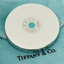 Tiffany & Co 1837 Compact Round Purse Mirror in Blue Enamel and Sterling Silver picture
