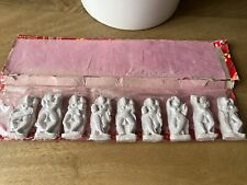 Set of 9 White Vintage Indian Figurines Gods of Khajuraho Asian Collectibles Box picture