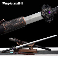 105cm Handmade Chinese Folded Steel Dragon&Phoenix Sword Ebony Qing Dynasty Jian picture