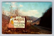 Maggie Valley NC-North Carolina, Welcome Sign to Valley, Vintage Postcard picture