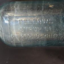 Antique 1870's drug aqua~FELLOWS SYRUP OF HYPOPHOSPHITES hinged mold, good,8