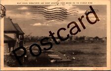 1943 WWI HARVARD UNIVERSITY, Boat House, Dormitories, foot bridge postcard jj136 picture