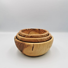 Set of 3 Nesting Olive Wood Bowls Hand Carved in Bethlehem High Quality picture