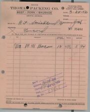 1950 Thomas Packing Co. Griffin GA Beef-Pork-Sausage Invoice for Bacon 140 picture