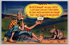 Comic Hillbilly Can't Read Or Write Humor Artist Lehy Postcard c1940s picture