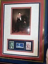 Post Impressions Abraham Lincoln Portrait And Original Stamps Framed picture