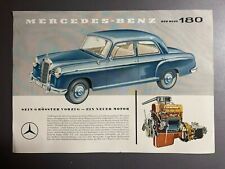 1957-1959 Mercedes Benz Type 180 Sedan Showroom Advertising Sales Sheet RARE picture