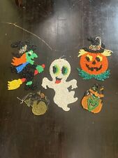 Lot 5 Vintage Kage Popcorn Plastic HALLOWEEN Wall Decorations 1970s Witch Ghost picture