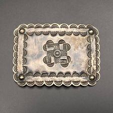 Vintage Navajo Native Whirling Log Hand Stamped Repousse Silver Brooch Pin picture