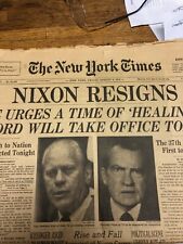 Nixon Resigns New York Times 1974 and Springfield Union Newspaper picture